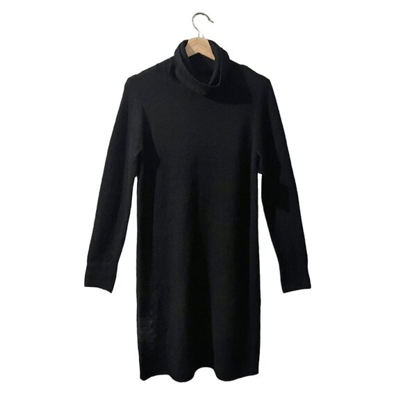 CeCe Sweater Dress Size Small Black Turtleneck Long Sleeve Ribbed Rich Black - Picture 2 of 8